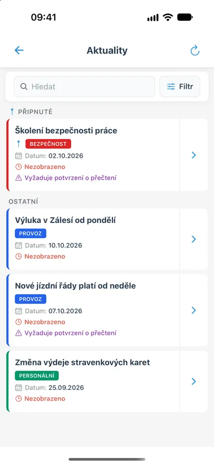 Seznam aktualit