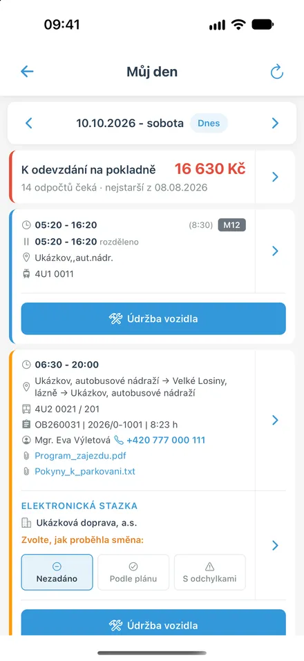 Můj den - směny na vybraný den