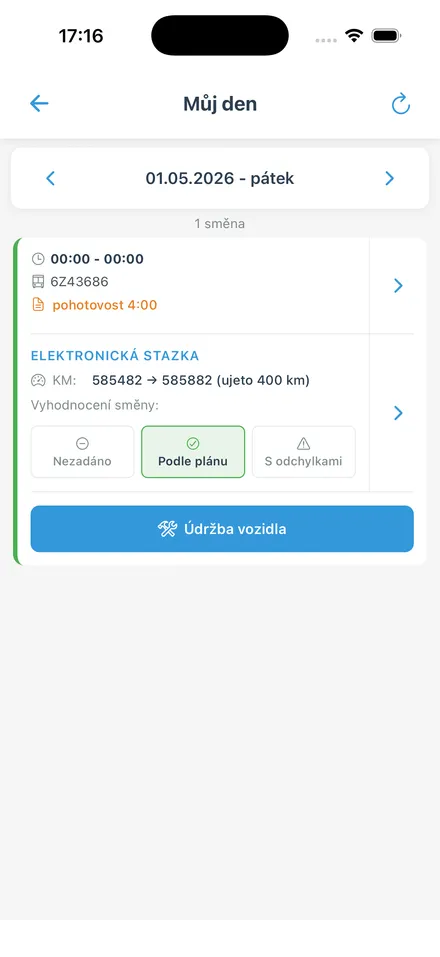 Můj den - směny na vybraný den