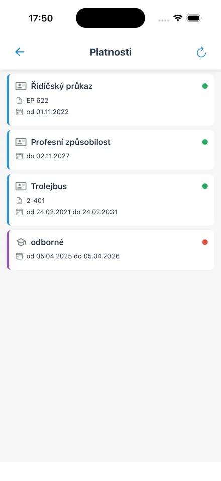 Platnosti dokladů, školení a prohlídek