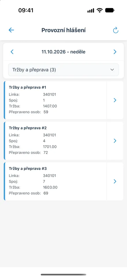 Denní přehled provozních hlášení