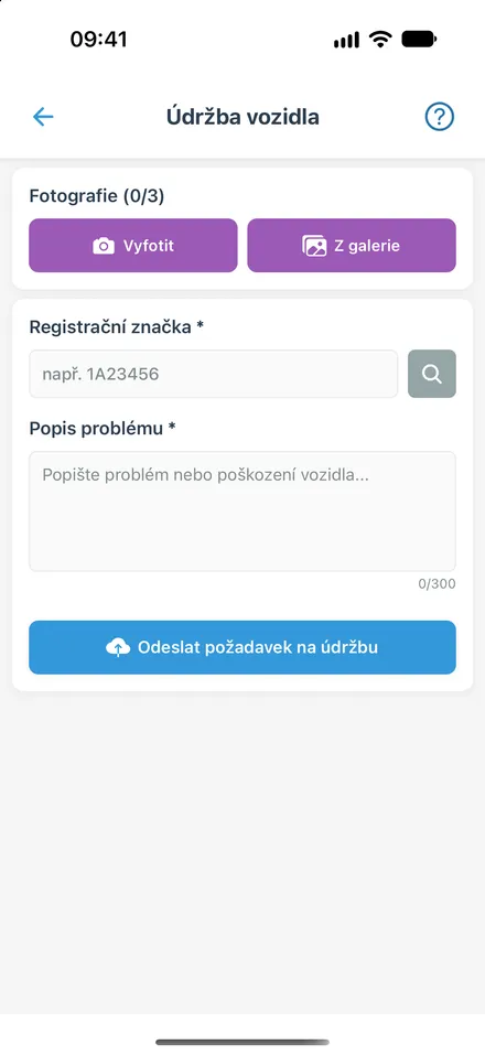 Formulář požadavku na údržbu