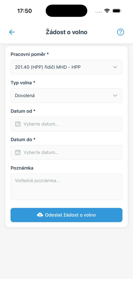 Přehled žádostí o volno